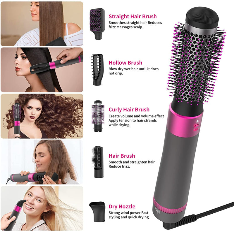 Professional 5 In 1 Hair Dryer Brush Dryer And Straightening Brush Electric Hair Styling Tool